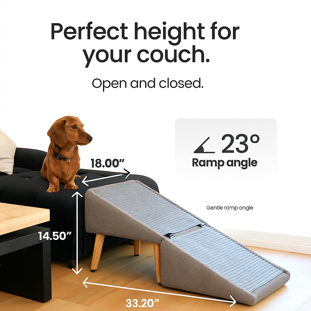 2-in-1 Wooden Dog Ramp & Step Stool for Home – Convertible Pet Stairs