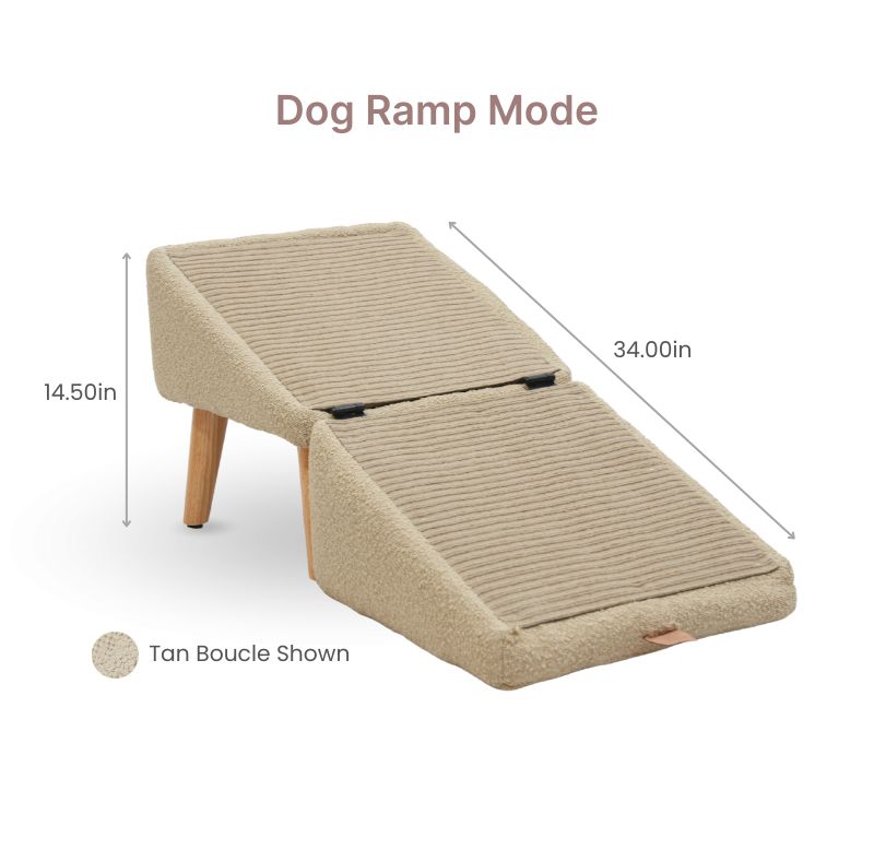 2-in-1 Wooden Dog Ramp & Step Stool for Home – Convertible Pet Stairs