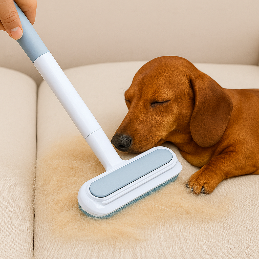 Dual-Action Washable Pet Hair Remover – Reusable Dog Fur Remover for Carpets/Sofas, Blue-Gray Bristles & Durable Grip