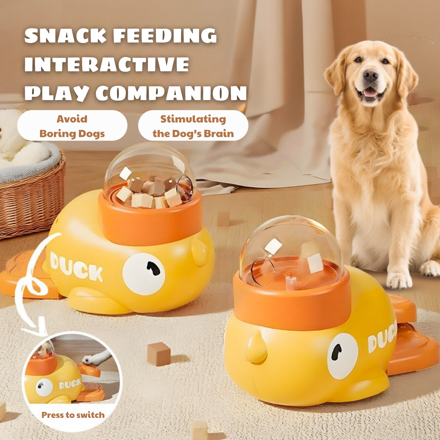 Feeders for Dogs Supplies Pet Intelligence Exercise Cartoon Little Yellow Duck Shape Interactive Dog Toy Anti-slip Design Toys