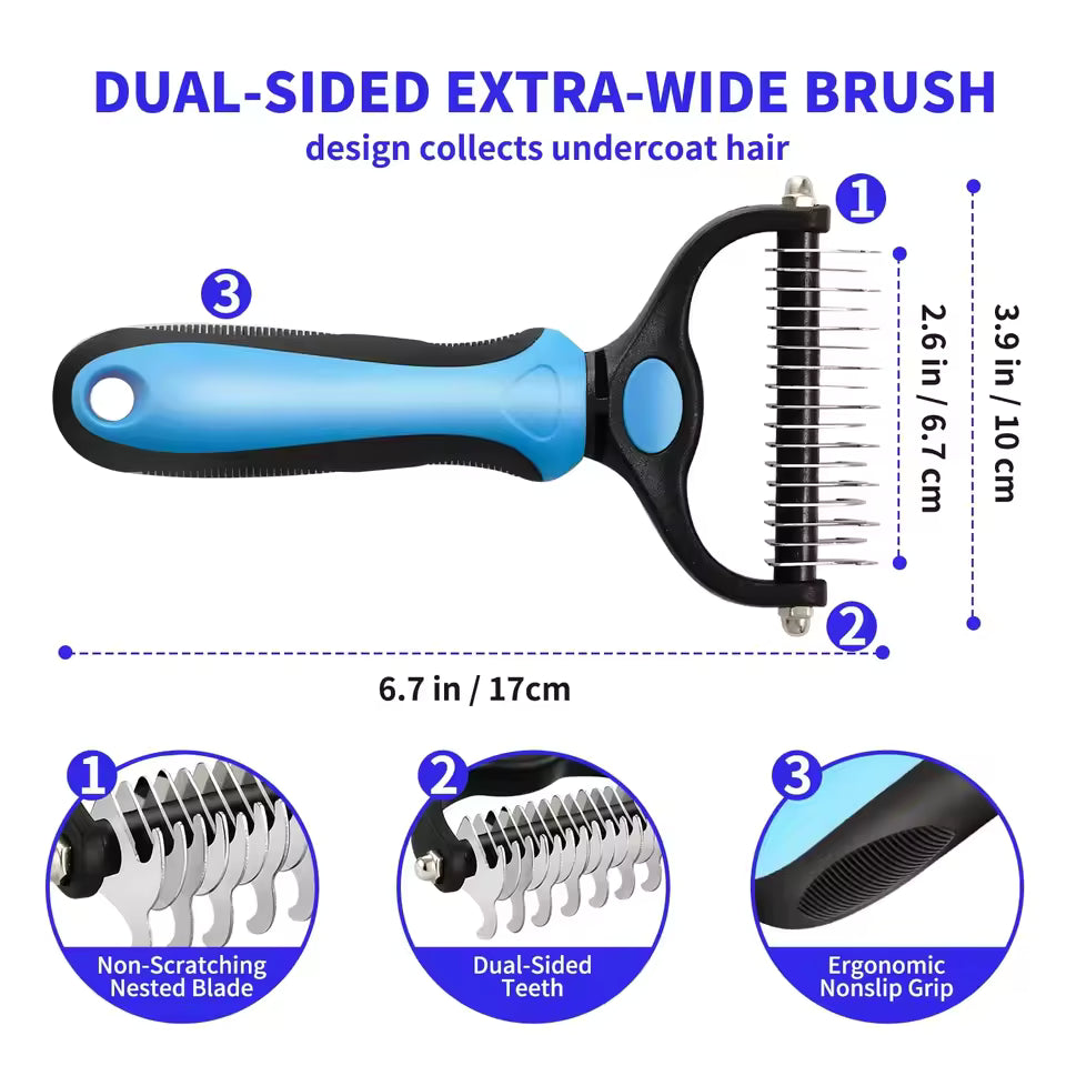 Double Sided Pet Grooming Tool for Shedding and Dematting - Stainless Steel Dog Comb with Effective Results