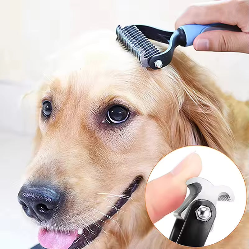 Double Sided Pet Grooming Tool for Shedding and Dematting - Stainless Steel Dog Comb with Effective Results