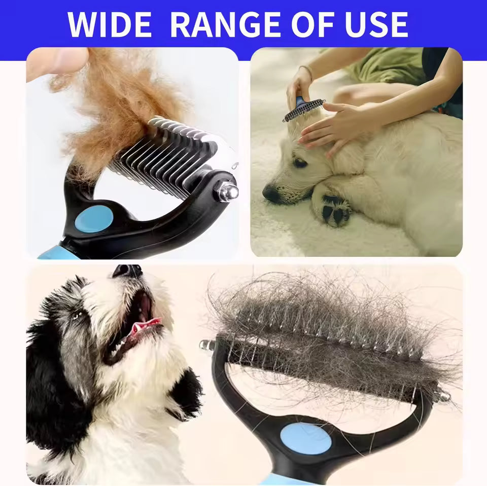 Double Sided Pet Grooming Tool for Shedding and Dematting - Stainless Steel Dog Comb with Effective Results