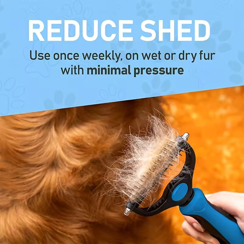 Double Sided Pet Grooming Tool for Shedding and Dematting - Stainless Steel Dog Comb with Effective Results