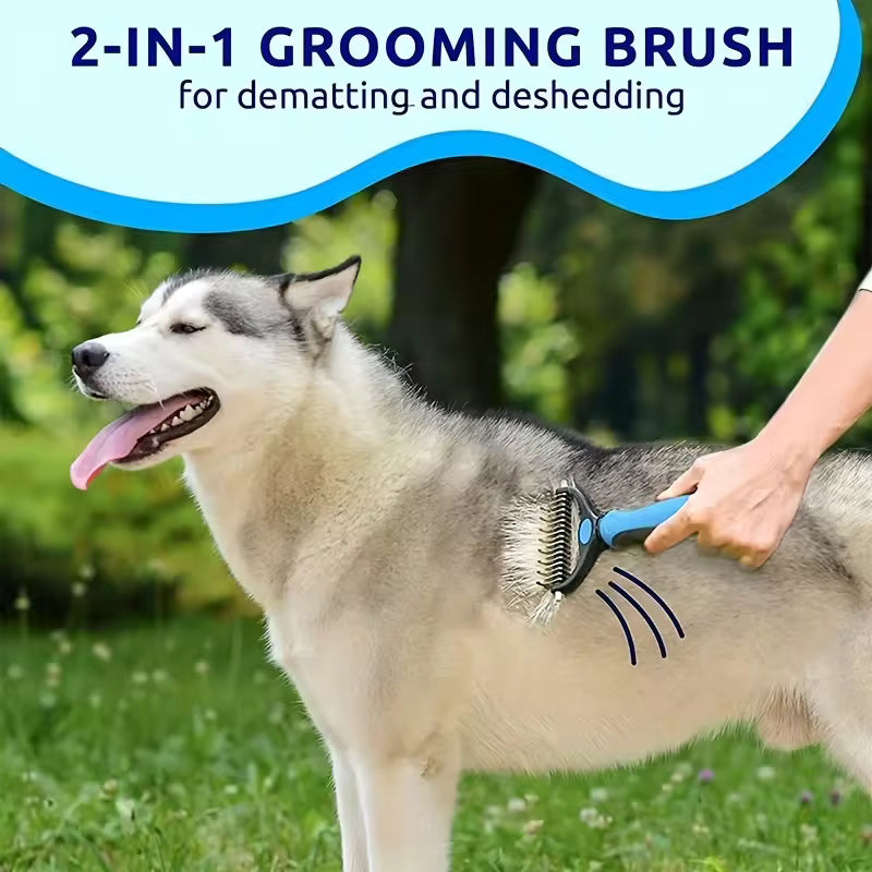Double Sided Pet Grooming Tool for Shedding and Dematting - Stainless Steel Dog Comb with Effective Results