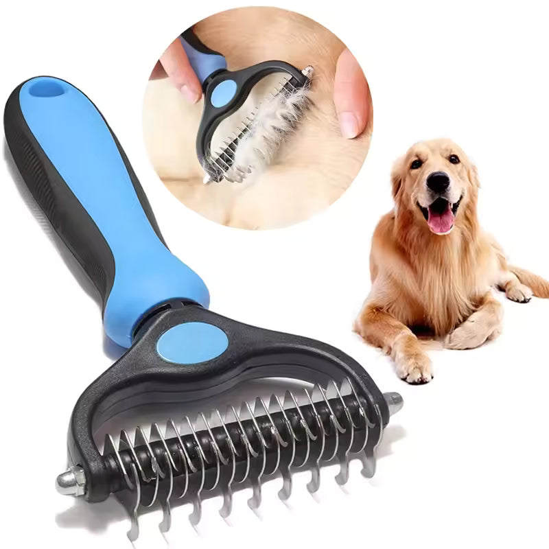 Double Sided Pet Grooming Tool for Shedding and Dematting - Stainless Steel Dog Comb with Effective Results